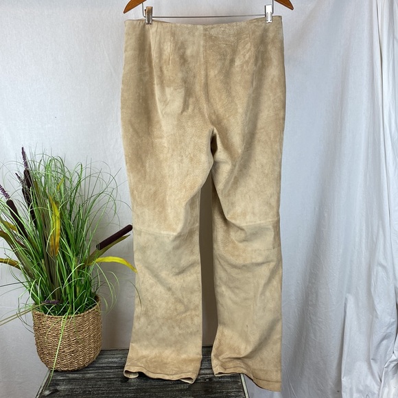 100% Suede Leather High Waist Straight Leg Pants From Apostrophe 12 - Picture 3 of 8